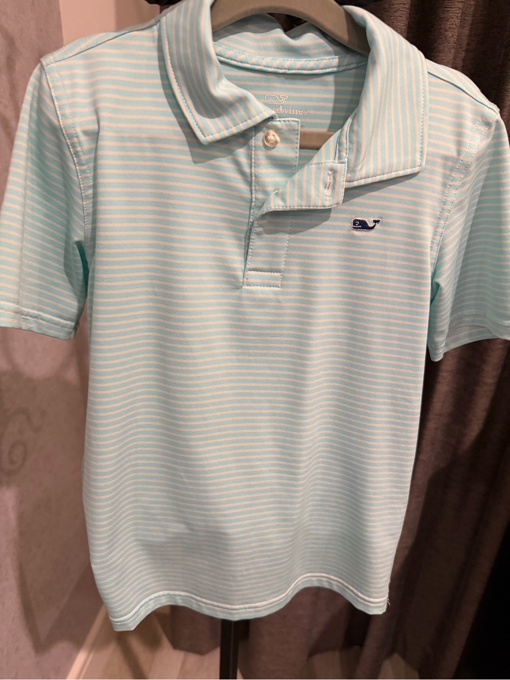 Vineyard Vines Boys Light Blue Stripe Performance Polo Shirt size 5